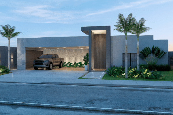 Fachada com Iluminação e Garagem — Imóvel de Luxo no Alphaville Porto Velho